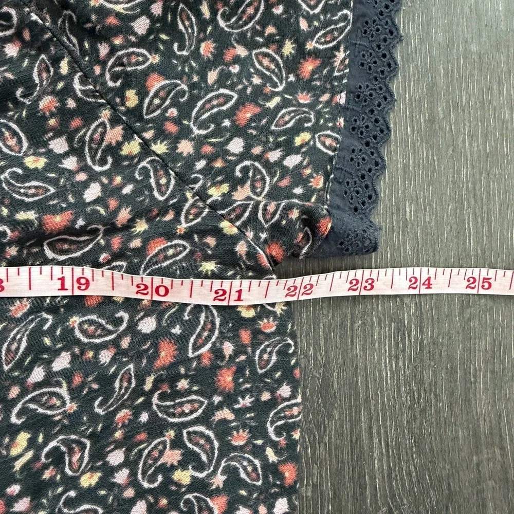 Lucky Brand NWT Cottage Goth L Boho Hippie Floral Front Button Eyelet Trim Top - Picture 7 of 10